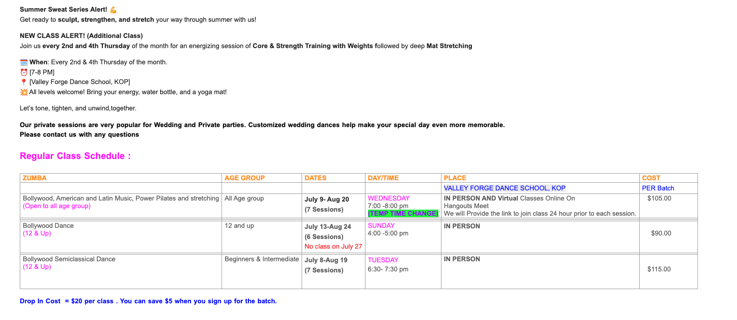 schedule