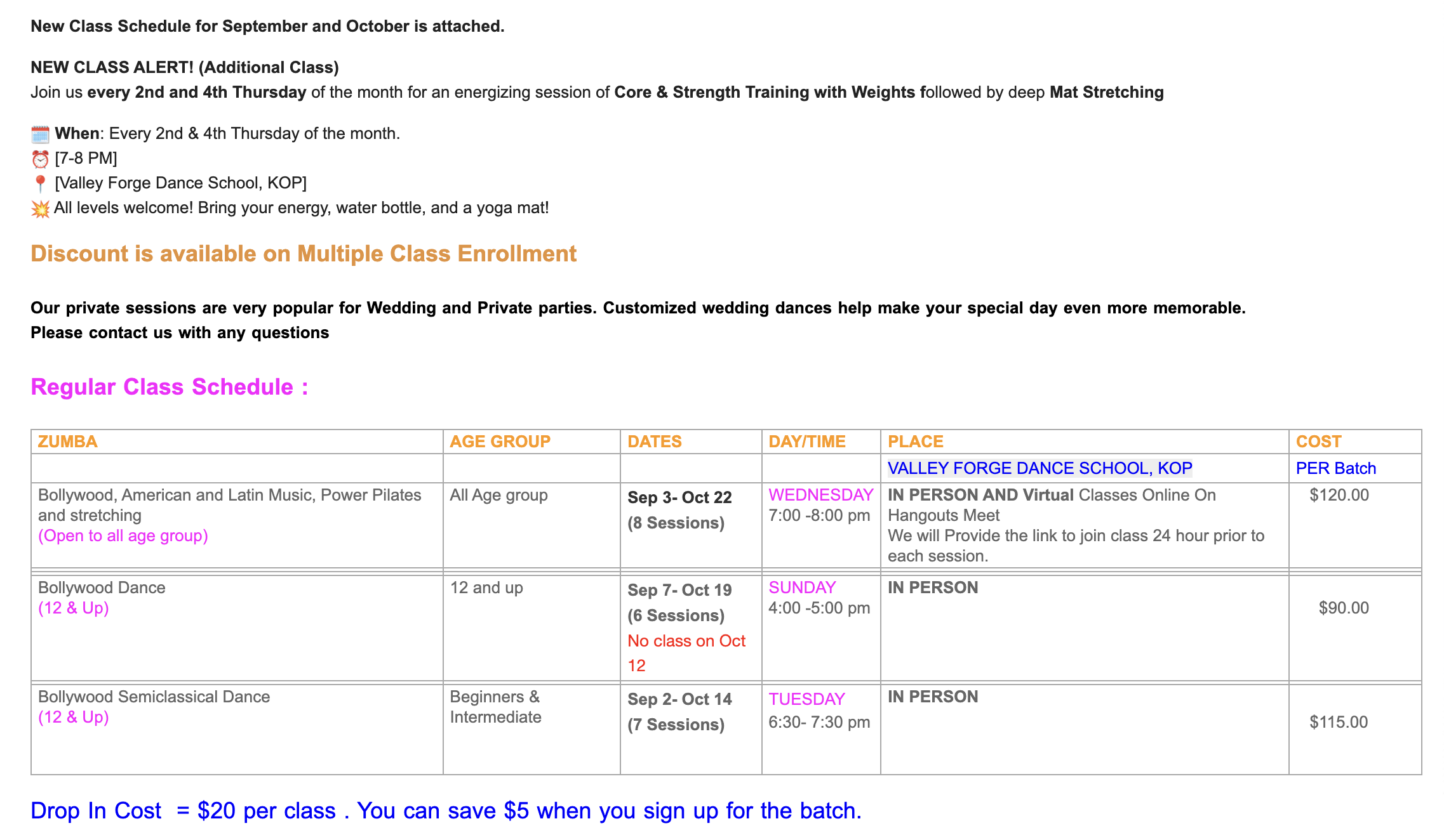 schedule